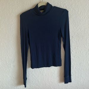 LA Made Navy Blue Cropped Turtleneck